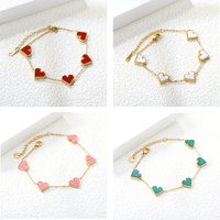 Love Heart Oil Drop Pendant Bracelet for Girls Stainless Steel Fashionable High-end Versatile Jewelry Sweet Romantic INS Style