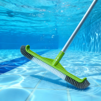 17.5" Curved Edge Pool Brushes Head for Cleans Pool Swimming Walls, Tiles & Floors,with EZ Clips
