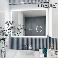 LED Bathroom mirror Makeup mirror with Three colors Dimmable Lighting and Anti-fog Touch switch Wall mirror USB Clock Sicherung