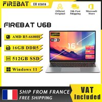 Laptop Firebat U6B AMD R5 6600H DDR5 16GB 512GB SSD 16 cali 2.5K 120Hz IPS Windows 11 Type-C WIFI6 Klawiatura pełnowymiarowa