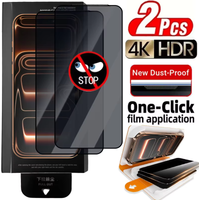 1-2PCS Dust Free Privacy Glass For iPhone 17 Pro Max 16 15 Pro Max 17 Pro 15 14 13 12 Mini, 9H Shatter Recognition Screen Guard