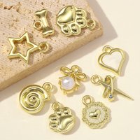 10pcs/lot Gold Plated Star Conch Fish Bone Heart DIY Charm High Polished Paw Knot Earring Pendant Woman Bracelet Making Jewelry