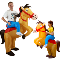 Adult inflatable Costume Parent-child inflatable Funny Animal Riding Costume walking Jazz Horse Halloween Party Costume
