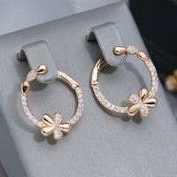 Elegant Sparking Synthetic Zirconia Flower Hoop Earring for Women's Fashion Exquisite Banquet Wedding Jewelry Accessories Crafts
