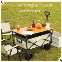 Generic Collapsible Camping Wagon Foldable Portable Utility Cart Two In One Adjustable Table Top For Outdoor Picnic Vending