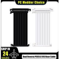 PCIE 4.0 3.0 X16 GPU Riser Reverse Cable 18.5/20cm for ITX Case, Video Card Extension Shielded Flexible Lossless, White/ Black