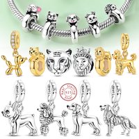 New Original Charms Beads Pendant 925 Sterling Silver Teddy Poodle Dog Cat Universal Buckle Charms Fit Bracelet DIY Jewelry Gift