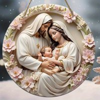 2D Flat Warm Winter Christmas Wooden Sign Christmas Wreath Sign for Front Door Wall Hanging Decor