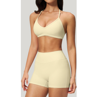 2 Pieces Yoga Set Women Tracksuit Backless Halter Tops High Waist Shorts Gym Suits Fitness Sportswear Workout Sets Athletic Wear