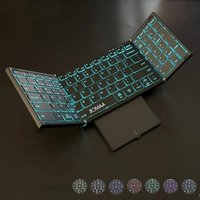 JOMAA Wireless 2.4G Bluetooth Folding Keyboard with Trackpad, RGB Backlight, Silent Rechargeable, Full Size Travel Keyboard