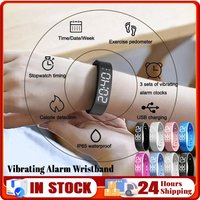 Smart Bracelet Vibrating Alarm Wristband W/Step Counter Pedometer Silent Vibration Alarm Watch Unique for Deepsleepers Elderly