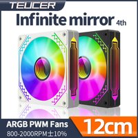 Teucer Infinite Mirror 4th White 120mm 12V PWM ARGB Silent Fan 5V3Pin Stereo Lighting Effect ARGB Reversal Chassis Ventilador