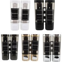 1Pc 300ml Press Pump Soap Dispenser Wall Mounted ABS Dual Head Transparent View Shampoo Dispenser