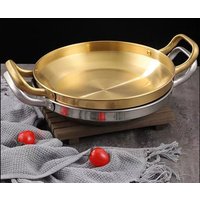 22/24/26/28/30cm Multipurpose Frying Pan Round Double Ear Dry Pot Quality Thickened Stainless Steel BBQ Plate
