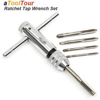 Adjustable T-Handle Ratchet Tap Reamer Hand Manual Holder Wrench M3 M4 M5 M6 M8 Metric Machine Screw Thread Plug T-shaped Tool