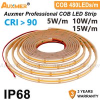 Professional COB LED Strip Lights 480LEDs/m DC12/24V CRI90,IP68 Waterproof,High Density LED Ribbon Light Tape Dimmable for Room