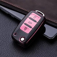 3 Buttons Key Case for Volkswagen Polo Tiguan Passat Golf Jetta Lavida Tpu Leather Protection Shell Bag For Skoda Octavia Seat