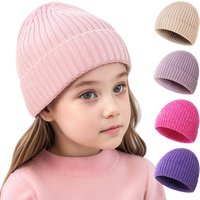 3-10Y solid color wool hat, children's autumn and winter knitted hat, which not only keeps them warm but also serves as a decora