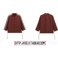 New 2026 Hong Kong Trend Couple's Loose Jacket Chinese Style Stripe Button Cotton Long Sleeve round Neck Deform Resistant