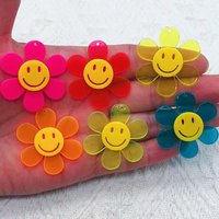 10pcs Cartoon Colorful Smile Face Flower Charms Acrylic Embellishment Pendant For Hairpin Scrapbooking diy Jewelry Accessorie