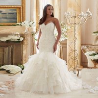 Customized Elegant Mermaid Wedding Dresses Sweetheart Sequins Court Train Bridal Gowns Ruffles Vestido De Noiva robe de mariée