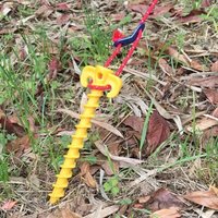 1 Set Of Outdoor Camping Tent Pegs (4pcs) - Screw Shape With 20cm Total Length And Made Of Pp Material For Easy Fixation Of Tent