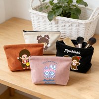 Monchhichi Woman Corduroy Makeup Bag Female Cute Toiletry Bags Girl Kawaii Travel Portable Zipper Storage Wash Bag Birthday Gift