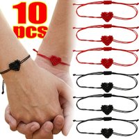 1/10pcs Valentines Bracelet Handmade Braided Heart Adjustable Couples Bracelets for Boyfriend Girlfriend Gifts DIY Accessories