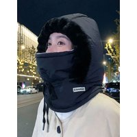 AliExpress NONE Winter Thermal Hat with Fluffy Padding Thickened Outdoor Cold-Weather Face Mask and Scarf-in-One Windproof Cycling Helmet