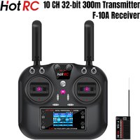 HOTRC HT-10A RC Transmitter 10CH 2.4G 1.7Inch Screen With F-10A Receiver For Model Airplanes RC Boats Car Drones DIY Robots