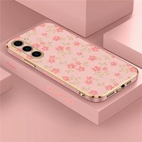 S24 Floral Case For Samsung Galaxy S23 Ultra S22 Plus S23 FE S20 S21 S10 Plating Silicone Soft Shockproof Back Cover Coque
