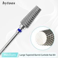 HYTOOS Flat Top Large Tapered Barrel Nail Drill Bits 3/32 Dust Proof Carbide Nail Bit Manicure Gel Polish Acrylic Removal Tool