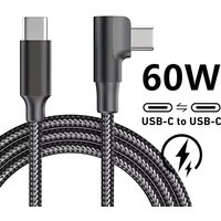 60W USB C to Type C PD Fast Charger Cable 90 Degree Angle for iPhone 15 16 17 Pro Max Xiaomi Huawei MacBook iPad Braided Wire