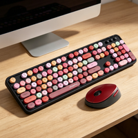 MOFii Sweet Wireless Keyboard Mouse Combo, Retro Round Keycaps Silent Office Keyboard, US QWERTY Layout for Laptop Desktop