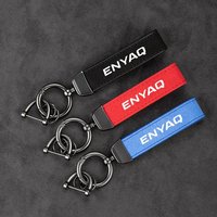 Suede Leather Car Keychain Pendant Key Ring Chain Hanging Men Gift For Skoda Enyaq Iv 2023 2022 2021 2020 Car-Styling Accessory