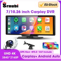 7/10,26-calowy bezprzewodowy ekran Carplay do samochodu, kamera samochodowa 5G Wifi Dash Cam 4K Car DVR, Android Auto Dual Lens GPS Navigation Video Recorder, FM AUX