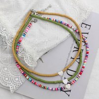 Natural Shell Beads Necklace Korean Fashion Heart Boho Polymer Clay Choker Colorful Pendant Summer Neck Handmade Female Jewelry