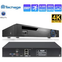 Techage H.265 32CH 4K 5MP CCTV NVR DVR Netzwerk-Überwachungsvideorekorder für IP-Kamera XMEYE P2P Cloud 24/7 Max. 8MP Ausgang P2P