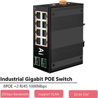 Industrial Ethernet Switch Gigabit POE Industrial Switch Network 6/10 Port 10/100/1000Base-T DIN IP40 Outdoor Network Switch