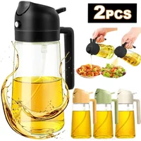500ml 2 in 1 Oil Sprayer and Pourer Dual Use Oil Spray Bottle Food Grade Kitchen Gadget for BBQ Salad Baking Air Fryer Tool