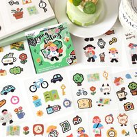 20 Sheets Cute Cartoon Sticker Book, Soft Healing Small Patterns, Journal Card Album Decor Decals