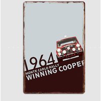 1964 Monte Carlo Rally Winning Cooper Vintage Metal Poster Sign Garage Club Indoor Wall Room Decoration Home Decor