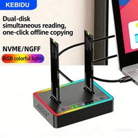 Dual-Bay Hard Drive Docking Station M.2 NVMe/SATA Offline Clone Hard Disk M.2 SSD Duplicator USB3.2 GEN2 SSD Adapter Enclosure