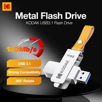Kodak K133 USB 3.1 Flash Drive 64GB 128GB 256GB 512GB Read Speed 120MB/s Metal Body Leather Band USB3.1 Pen Drive for PC & HD-TV