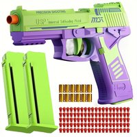 USP Shell Ejecting Soft Bullet Toy Gun Automatic Pull Back Action Shell Throwing Continuous Firing Shooting Games Christmas Gift