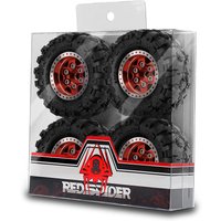 RED SPIDER 4Pcs 1.0 inch Beadlock Wheel Rim & Rubber Tire Set For 1/18 RC Crawler Car TRX4M SCX24 Upgrade Parts Accessories