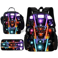 Child School Skibidi Toilet Backpack with Lunch Bags ,Pencil Bags ,School Bags for Boys Girls Best Gift