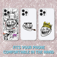 Funny T-Trollfaces Comics Memes Phone Case For iPhone 16,15,14,13,12,11 Pro,Max,Plus,X,XS,XR,SE,Mini Transparent Silicone Soft