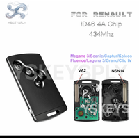 For Renault Megane 3 Scenic Captur Koleos Fluence Laguna Clio 4 Hands Free Keyless ID46 4A Chip Remote Key