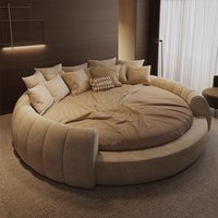 Modern Designer Round Bed Set Furniture Bedroom Cream Style Fabric Round Bed Upholstered Popular Hotel Large King Round Bed Set